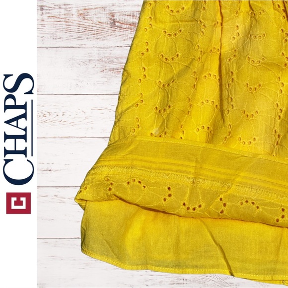 Chaps Baby Infant Girls Yellow Eyelet Dress Lace Sleeveless / Size 12 months - Picture 9 of 9